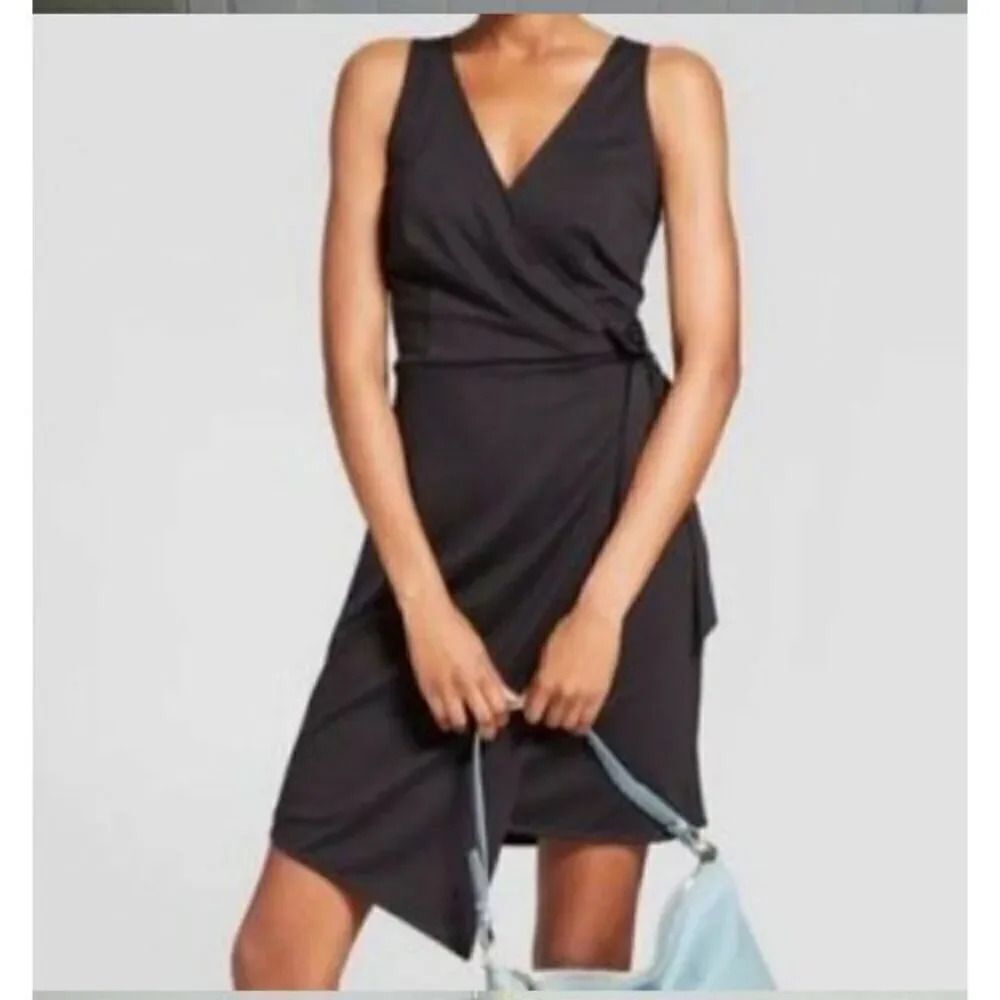 A New Day NWT S Black faux wrap little black dress